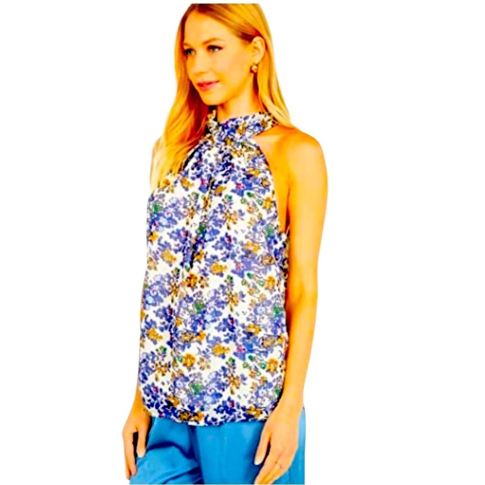 Bishop + Young “Belle Isle” Floral Halter Blouse